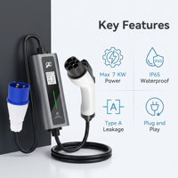 Chargeur de voiture électrique portable, station de recharge portable EV, chargeur EV Byd, 7 kW, stations de recharge GBT pour voitures électriques