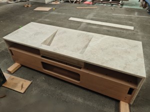 SH STONE Lujo de gama alta Moderno Natural Taj Mahal Cuarcita Apartamento Villa Baño Montado en la pared Vanidad Intered Fregadero Lavabo - Product Image 2