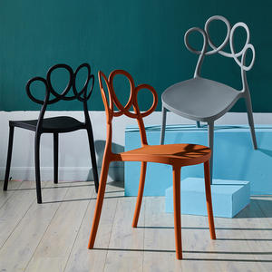 Modern Minimalist Scandinavian Style Dining Chair Plastic <b>Backrest</b> Creative Home Coffee Chair Adult Use White Pink Yellow - Product Image 4