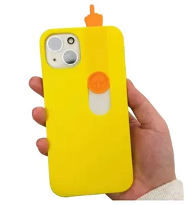 新款搞笑恶搞3D打印滑动中指时尚外壳带玩具手机套