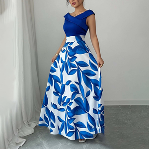 Abito Elegante Senza Maniche all'Ingrosso, Moda Primavera-Estate, Stampa con Vita Stretta, Patchwork, Vestiti Casual Comodi per <span class=keywords><strong>Donne</strong></span> - Product Image 3