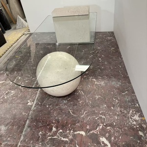 <span class=keywords><strong>Table</strong></span> basse personnalisable <span class=keywords><strong>en</strong></span> marbre naturel avec <span class=keywords><strong>plateau</strong></span> <span class=keywords><strong>en</strong></span> <span class=keywords><strong>verre</strong></span> <span class=keywords><strong>trempé</strong></span> et pieds <span class=keywords><strong>en</strong></span> boules <span class=keywords><strong>de</strong></span> pierre, également utilisable comme <span class=keywords><strong>table</strong></span> <span class=keywords><strong>en</strong></span> <span class=keywords><strong>verre</strong></span> - Product Image 4