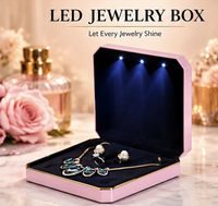 Boîte à bijoux octogonale en plastique avec éclairage LED, multicolores, pour présentation complète de bijoux, vente en gros