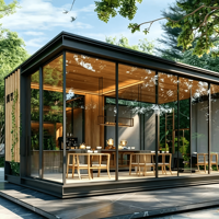Nouvelle véranda contemporaine en aluminium pour villa, bord de l'eau, avec double vitrage trempé, maison de thé, fenêtre pleine hauteur, serre extérieure inclinée