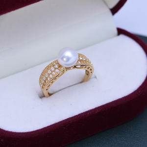 Wenchi 24606 7-8mm Freshwater Pearl 925 Silver Adjustable Ring Round Almost Flawless Strong Light Live Broadcast Cross-Border - Product Image 6