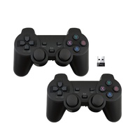 Kontroler Nirkabel 2.4g Hitam untuk PC Komputer, Bentuk PS2, Dapat Digunakan Secara Ganda
