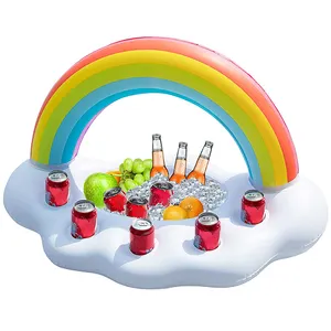 Custom Rainbow Inflatable Floating Drink Mini Cup Holder For Swimming Pool Beach Water Fun Party Toys