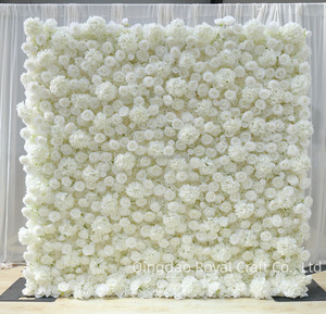 Custom 3d tecido flor parede casamento falso seda rosa flor parede painel fundo mobiliário decoração - Product Image 5