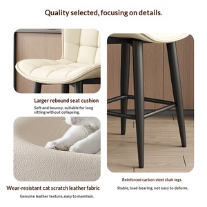 Tabouret <span class=keywords><strong>de</strong></span> <span class=keywords><strong>bar</strong></span> pivotant, tabouret haut, style minimaliste, luxe léger, pour îlot <span class=keywords><strong>de</strong></span> cuisine, avec dossier confortable et base à quatre pieds - Product Image 4