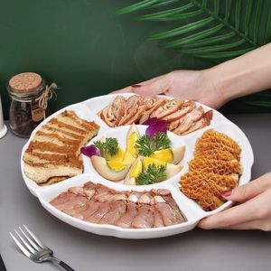 White Five Compartment Round Plastic Platter For Party Food Serving 25Cm Modern Design - Product Image 3