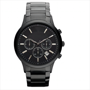 クォーツクロノグラフメンズウォッチオリジナルサファイアクリスタルビジネスカジュアルブラックステンレススチール日本人 - Product Image 1