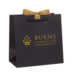 OEM Custom <b>Small</b> Paper Gift Bags For Perfume & Jewelry Recyclable Accessorized Ribbon <b>Shopping</b> Bag With Logo & Handles - Product Image 1
