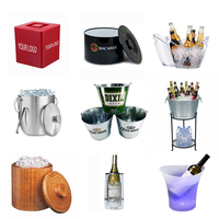 Seau à glace en plastique transparent de grande capacité avec logo personnalisé pour la Russie Krusovice Glenlossie Catoctin Creek