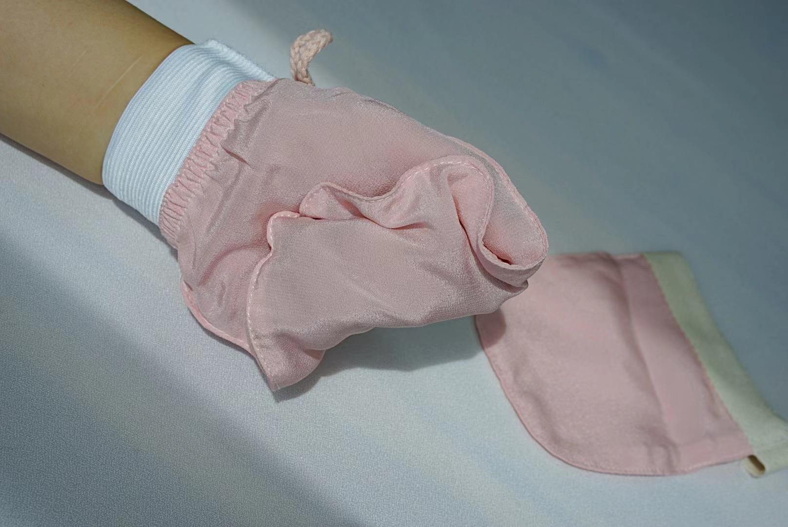 纯有机真丝去角质土耳其舒适清洁磨砂生丝去角质手套丝绸手套 on m