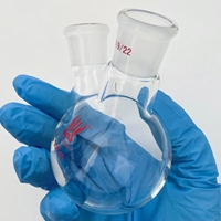 Fiole de distillation en verre borosilicate à paroi épaisse, résistante aux produits chimiques, à fond rond et à 2 colliers, pour laboratoire CS Labglass