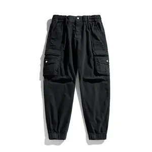 Offres Spéciales pantalon en coton délavé avec 6 poches pour homme, coupe ample et confortable, Baggy, Chino, pantalon Cargo