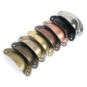 Retro Kitchen Cabinet <strong>Door</strong> Drawer Pulls Metal Shell Handle Vintage Half Moon Handles and <strong>Knobs</strong> - Product Image 1