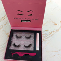 2 paires de bandes de cils Kit avec colle et applicateur de cils Présentation des cils de luxe en faux vison