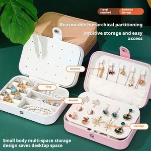 Boîte de rangement portable grande capacité à double couche pour colliers, cadeaux originaux, boîte à bijoux en stock - Product Image 4