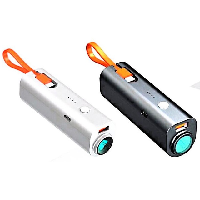 New 5000mAh LED Power Bank with Built-in Cable Strong Light Flashlight & Digital Display Compact Outdoor Charger for Phone