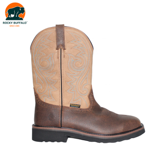 Bottes d'équitation en cuir véritable marron Rocky Buffalo, best-seller, semelle en caoutchouc, bottes <span class=keywords><strong>de</strong></span> <span class=keywords><strong>chasse</strong></span> avec broderie - Product Image 2