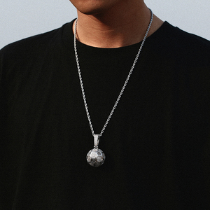 Ciondolo da calcio placcato Color argento di alta qualità ghiacciato <span class=keywords><strong>collana</strong></span> con ciondolo in pietra CZ per <span class=keywords><strong>uomo</strong></span> gioielli HipHop 2020 - Product Image 4