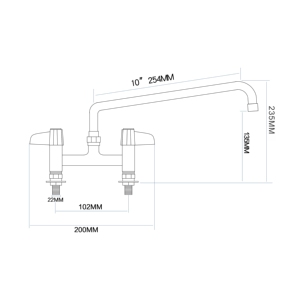 ก๊อกน้ำห้องครัวดีไซน์ทันสมัย ผิวโครเมียมทองเหลือง ด้ามจับคู่ น้ำไหลลื่น หัวก๊อกหมุนได้ 360 องศา แกนวาล์วเซรามิก - Product Image 2