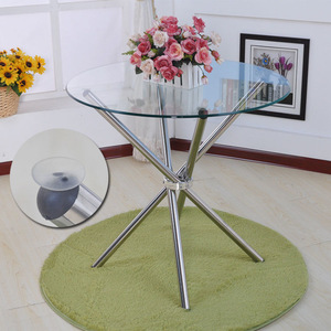 <span class=keywords><strong>Mesa</strong></span> de Comedor Redonda de Vidrio Templado Transparente Ajustable Moderna de 80*75cm con Patas de Acero Inoxidable para Uso en Hoteles, Venta al Por Mayor - Product Image 3