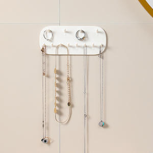 Wall-Mounted <b>Jewellery</b> <b>Organiser</b> Double Tier With Hooks Non-Tracking Storage Rack - Product Image 2
