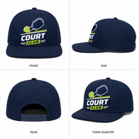 Gorra Snapback de Lote Pequeño con Visera Recta y Gráfico de Pala, Envío Rápido para Vendedores del Estilo de Vida Pickleball con Parche Personalizado