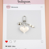 Nouveau porte-clés DIY en forme de cœur, accessoire brillant noir et blanc avec cœur féminin, un joli pendentif de sac pour couple, porte-clés