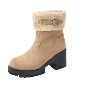Botas <span class=keywords><strong>de</strong></span> Nieve para Mujer Talla Grande, Estilo Nuevo <span class=keywords><strong>de</strong></span> Invierno 2025, Hebilla <span class=keywords><strong>de</strong></span> Cinturón, Tacón Grueso, Botas Cortas <span class=keywords><strong>de</strong></span> Gamuza Cálidas - Product Image 3