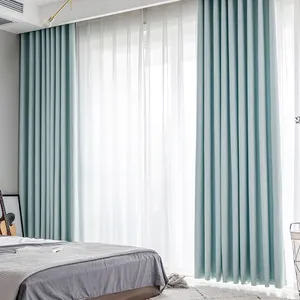 Fábrica atacado de alta qualidade hotel cortinas Azul cinza verde sombreamento isolamento térmico moderno cor sólida engenharia cortinas