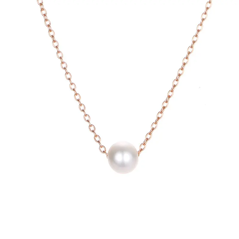 china wholesale 18 gold plated necklace fashion designer custom natural pearl pendent necklace stainless steel chain for women