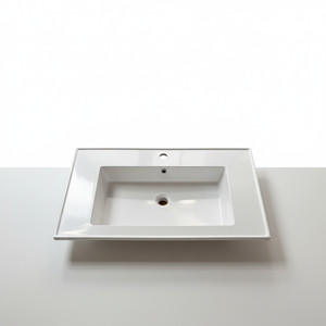 Lavabo mural en résine moderne MEBO OEM ODM pour hôtel, lavabo simple en résine blanc brillant avec drain - Product Image 1