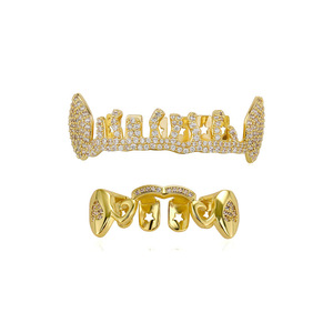 กริลล์ซสำหรับฟัน รูปดาวแบบไม่สมมาตร ดีไซน์ทรงหยดน้ำ สีเงิน สีทอง ชุดเซ็ตแบบฝังเพชร สำหรับทุกเพศ ใส่ได้ทุกวัน สไตล์ฮิปฮอป ทันสมัย - Product Image 5