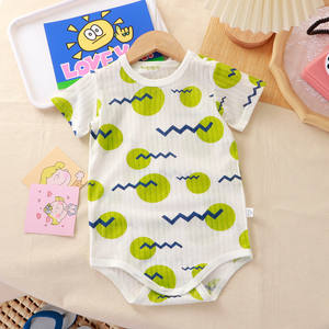 Mameluco <span class=keywords><strong>de</strong></span> Verano y Primavera para Bebés, Niños y Niñas, Recién Nacidos, <span class=keywords><strong>de</strong></span> Algodón Puro, Acanalado Fino, <span class=keywords><strong>de</strong></span> Una Pieza, Manga Corta, Tipo Triángulo - Product Image 3