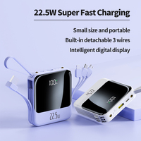 QSF 2025 BARU ultra Slim Mini Portable Power Bank 20000mAh 3 Kabel Layar LED PD 22.5W Pengisian Cepat Penyangga Tali Gantungan