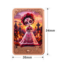 Barre de cuivre fin 0,999 de 1 oz, motif Catrina du Jour des Morts, imprimé couleur, pièce de collection Dia de los Muertos, lingot de cuivre de 1 oz
