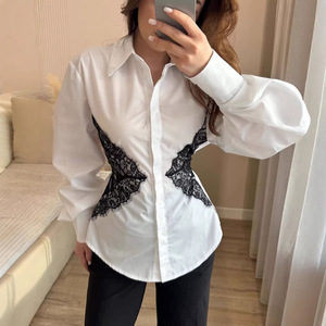 Damen Sommer 2026 Neue Mode Lässige Elegante Elastische Bluse mit Spitzenknöpfen für den Alltag - Product Image 3
