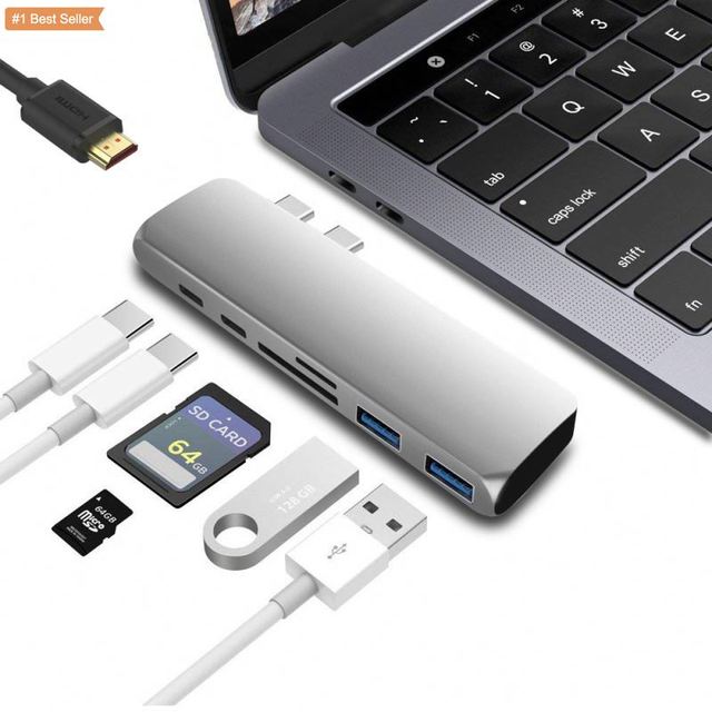 Jumon Mac Mini USB-C Hub 7-in-2 Dock with for 2.1 USB 3.0 Ports Aluminum Alloy for Mac