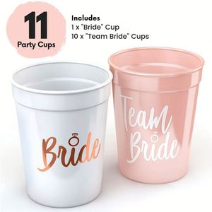 Gobelets rose macaron pour l'équipe de la mariée, gobelets pour la future mariée, fête de bachelorette, cadeaux pour les demoiselles d'honneur, fête prénuptiale - Product Image 2