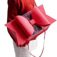 Boîtes cadeaux en gros pour fleurs, Saint-Valentin, avec nœud, boîtes à fruits et fleurs en PVC transparent, boîtes à fleurs portables pour festivals