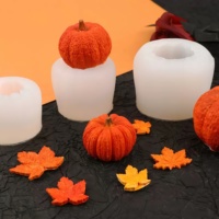 Halloween DIY 3D Citrouille Feuille D'érable Série Moule En Silicone Aromathérapie Bougie Simulation Citrouille Gâteau Décoration Moule