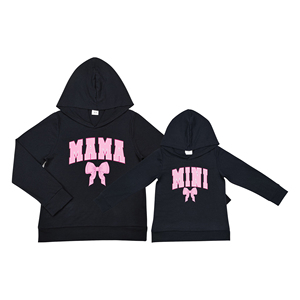 Preordina la felpa con cappuccio nera con stampa fiocco Yawoo GT0901 Mommy and Me <span class=keywords><strong>MAMA</strong></span> MINI - Product Image 4