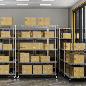 72x18x72 pulgadas equipo de almacenamiento sanitario de 5 capas Sistema de estante de malla de alambre cromado para Hospital estantería de alambre de acero al carbono - Product Image 5