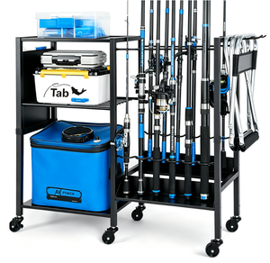 Organisateur de cannes à pêche en métal pour garage, support de <span class=keywords><strong>rangement</strong></span> pour matériel de pêche, boîte à accessoires et bobines - Product Image 1