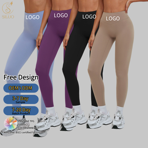 Legging de sport pour femme personnalisé, taille haute, extensible, anti-effet <span class=keywords><strong>camel</strong></span> toe, froncé, respirant, en Spandex, pour fitness et yoga - Product Image 2