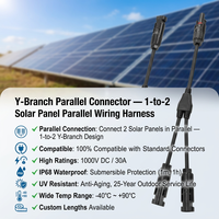 Connecteur mâle/femelle 1000V en Y, type Y, avec contacts en laiton et boîtier PC, 1 à 2, pour connexions parallèles de câbles de panneaux solaires