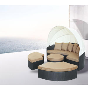 Ekspor Tiongkok Dia 2 Meter Lounge rotan bulat dengan kanopi dan bantal untuk penggunaan Luar Ruangan di halaman atau taman - Product Image 5